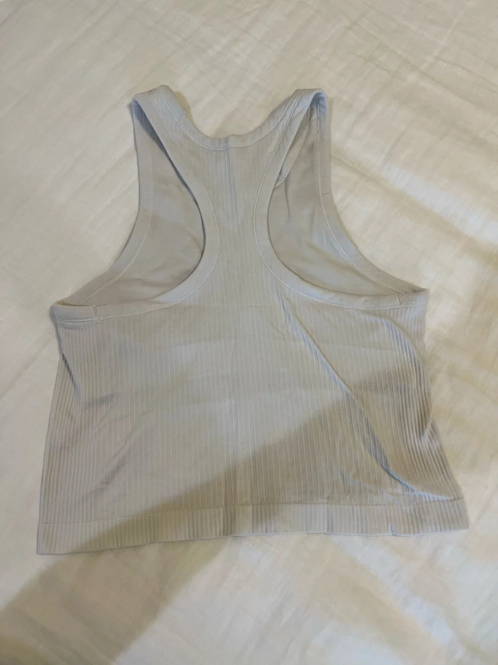 Light Gray/ white Lululemon Cropped Tank Top